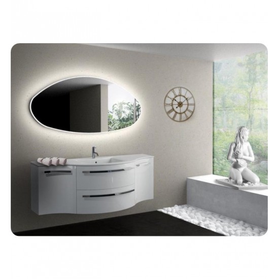 LaToscana S654 57" Modern Oval Glass Wall Mount Mirror in Clear