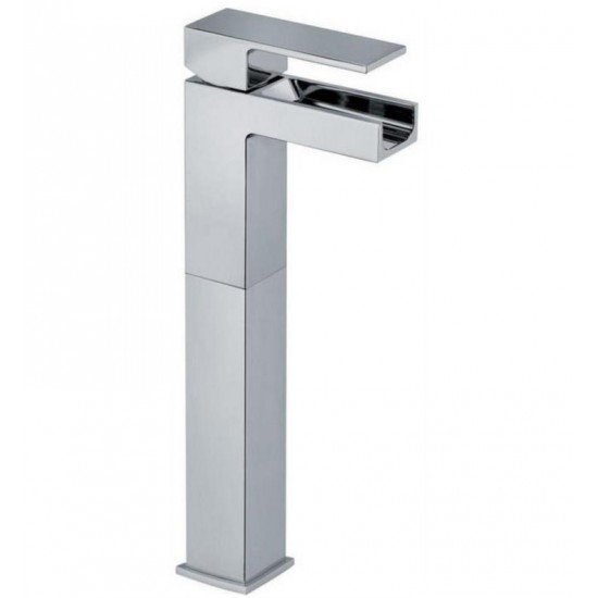 LaToscana 84205LLR Dax 12 5/8" Tall Waterfall Single Handle Deck Mounted Bathroom Sink Vessel Faucet