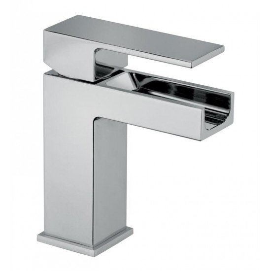 LaToscana 84211WFR Dax 6 1/8" Waterfall Single Handle Deck Mounted Bathroom Sink Faucet with Pop-Up Drain