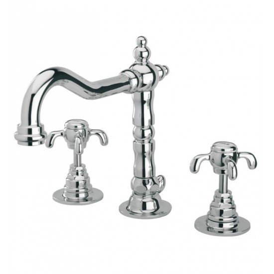 LaToscana 87214 Ornellaia 7 1/8" Double Handle Widespread/Deck Mounted Rotating Spout Bathroom Sink Faucet with Pop-Up Drain