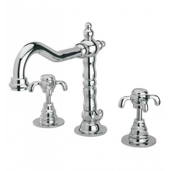 LaToscana 87214W Ornellaia 7" Double Handle Mini-Widespread/Deck Mounted Rotating Spout Bathroom Sink Faucet with Pop-Up Drain