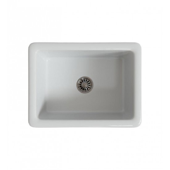 LaToscana LNR2418W 24" Single Bowl Farmhouse/Apron-Front Reversible Fireclay Rectangular Kitchen Sink