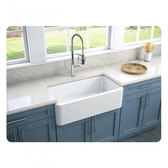 LaToscana LFS3318W 33" Single Bowl Farmhouse/Apron-Front Reversible Fireclay Rectangular Kitchen Sink