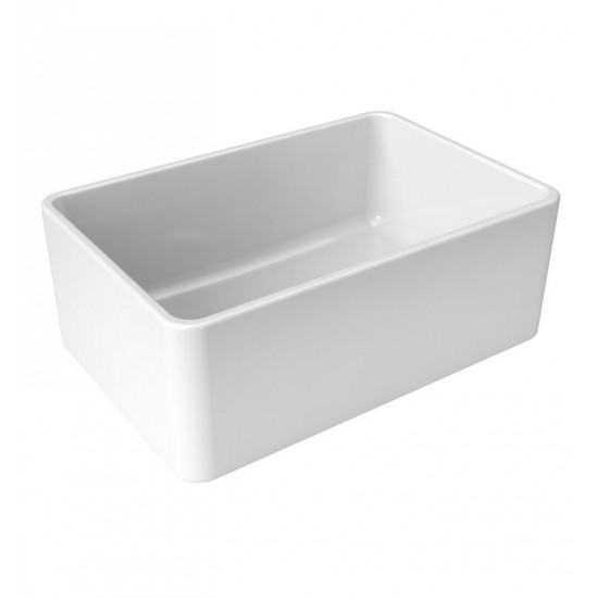 LaToscana LTW3019W 30" Single Bowl Farmhouse/Apron-Front Reversible Fireclay Rectangular Kitchen Sink