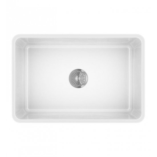 LaToscana LTW2718W 27" Single Bowl Farmhouse/Apron-Front Reversible Fireclay Rectangular Kitchen Sink