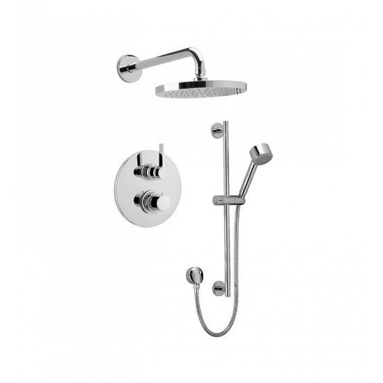 LaToscana 85791 Elix Thermostatic Shower System with Two Way Diverter and Slide Bar Kit