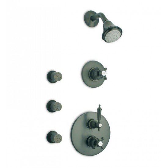 LaToscana OR-OPTION4 Ornellaia Thermostatic Shower System with Three Way Diverter and Three Body Jets