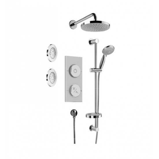 LaToscana ST-FI-OPTION Smart Bath Digital Thermostatic Shower System with Three Way Diverter and Two Round Concealed Body Jets