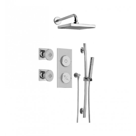 LaToscana ST-LA Smart Bath Digital Thermostatic Shower System with Three Way Diverter and Two Body Jets