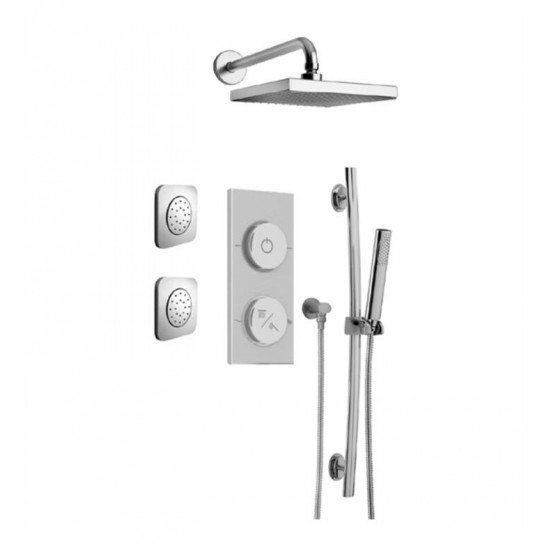 LaToscana ST-LA-OPTION Smart Bath Digital Thermostatic Shower System with Three Way Diverter and Two Square Concealed Body Jets