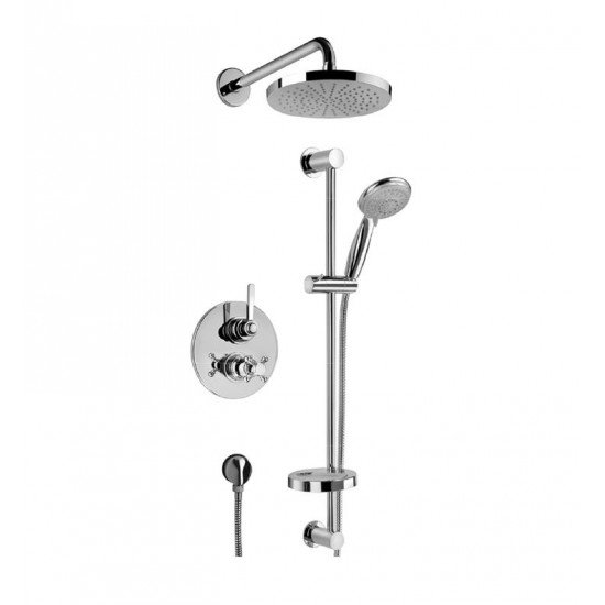 LaToscana FI-OPTION2 Firenze Thermostatic Shower System with Two Way Diverter and Slide Bar Kit