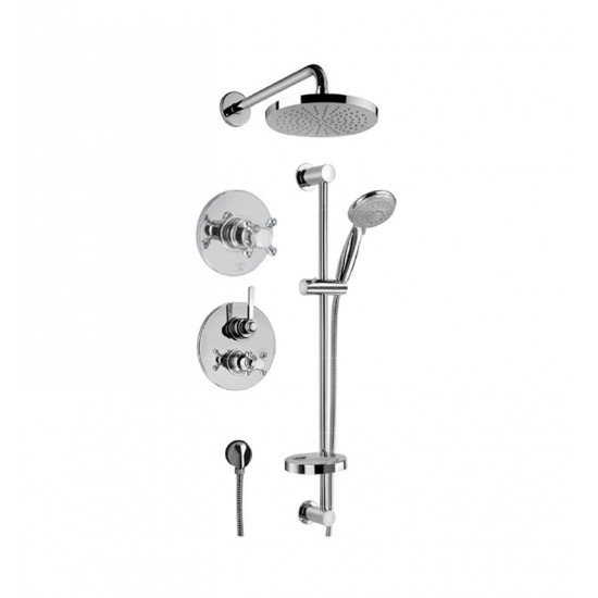 LaToscana FI-OPTION3 Firenze Thermostatic Shower System with Three Way Diverter and Slide Bar Kit