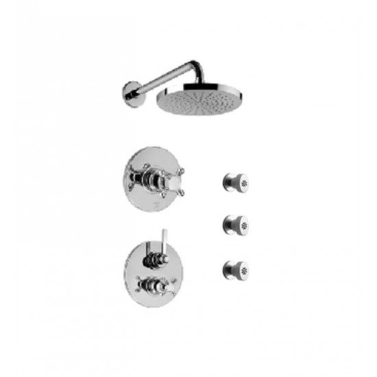 LaToscana FI-OPTION4 Firenze Thermostatic Shower System with Three Way Diverter and Body Jets