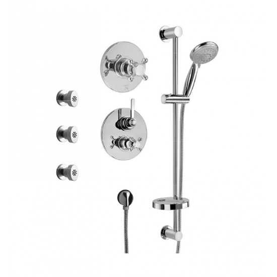 LaToscana FI-OPTION5 Firenze Thermostatic Shower System with Slide Bar Kit and Body Jets