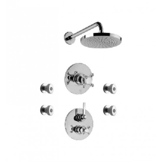 LaToscana FI-OPTION6 Firenze Thermostatic Shower System with Three Way Diverter and Body Jets