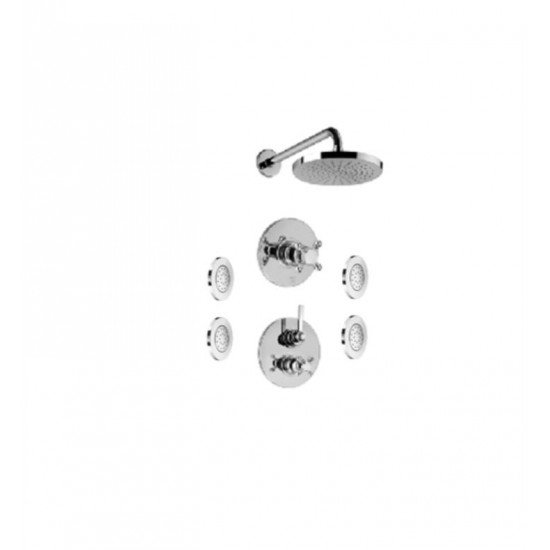 LaToscana FI-OPTION6A Firenze Thermostatic Shower System with Three Way Diverter and Round Concealed Body Jets