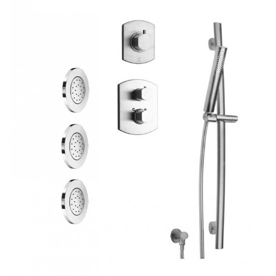 LaToscana NO-OPTION5A Novello Thermostatic Shower System with Slide Bar Kit and Three Round Concealed Body Jets