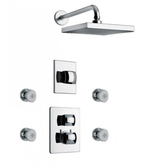 LaToscana LA-OPTION6 Lady Thermostatic Shower System with Three Way Diverter and Four Body Jets