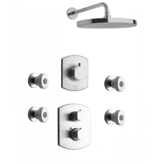 LaToscana NO-OPTION6 Novello Thermostatic Shower System with Three Way Diverter and Four Body Jets