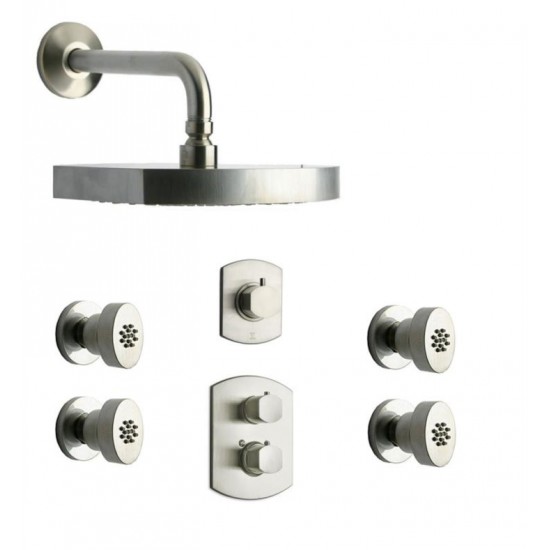 LaToscana NO-OPTION6 Novello Thermostatic Shower System with Three Way Diverter and Four Body Jets