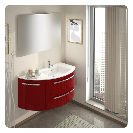 LaToscana AM38OPT1 Ambra 37 3/4" Wall Mount Single Bathroom Vanity with Three Soft Closing Doors and Tekorlux Sink Top