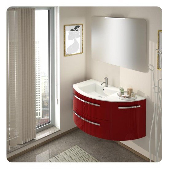 LaToscana AM38OPT2 Ambra 37 3/4" Wall Mount Single Bathroom Vanity with Three Soft Closing Doors and Tekorlux Sink Top