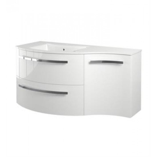 LaToscana AM43OPT1 Ambra 42 7/8" Wall Mount Single Bathroom Vanity with Two Soft Closing Drawer and Right Side Cabinet