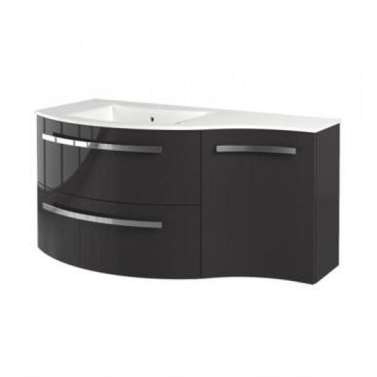 LaToscana AM43OPT1 Ambra 42 7/8" Wall Mount Single Bathroom Vanity with Two Soft Closing Drawer and Right Side Cabinet