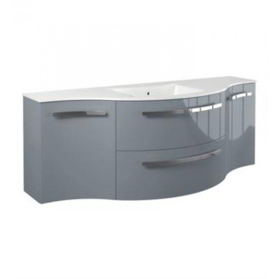 LaToscana AM57 Ambra 57 1/8" Wall Mount Single Bathroom Vanity with Two Soft Closing Drawers and Tekorlux Sink Top