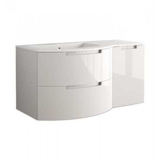 LaToscana OA43OPT2 Oasi 42 7/8" Wall Mount Single Bathroom Vanity with Two Soft Closing Drawers and Right Side Cabinet