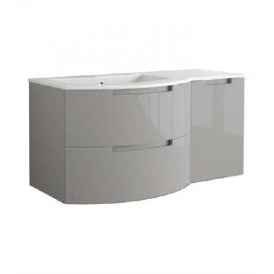 LaToscana OA43OPT2 Oasi 42 7/8" Wall Mount Single Bathroom Vanity with Two Soft Closing Drawers and Right Side Cabinet