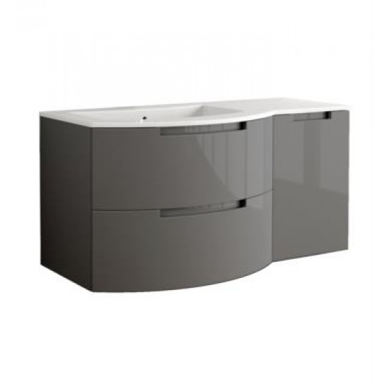 LaToscana OA43OPT2 Oasi 42 7/8" Wall Mount Single Bathroom Vanity with Two Soft Closing Drawers and Right Side Cabinet