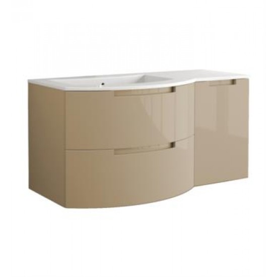 LaToscana OA43OPT2 Oasi 42 7/8" Wall Mount Single Bathroom Vanity with Two Soft Closing Drawers and Right Side Cabinet