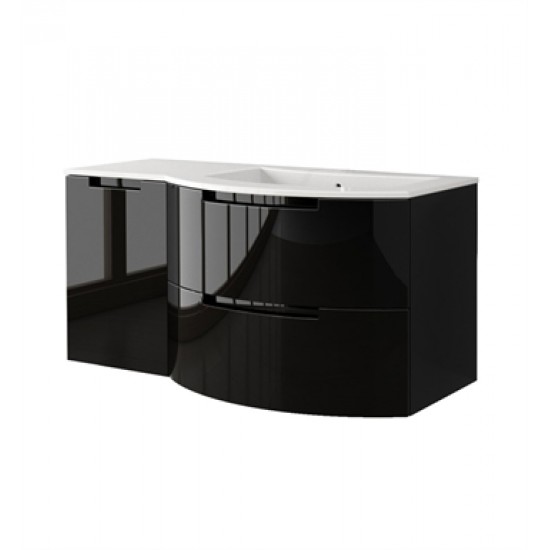LaToscana OA43OPT3 Oasi 43 inch Modern Bathroom Vanity with 2 Slow Close Drawers Left Side Cabinet and Tekorlux Right Sink Top