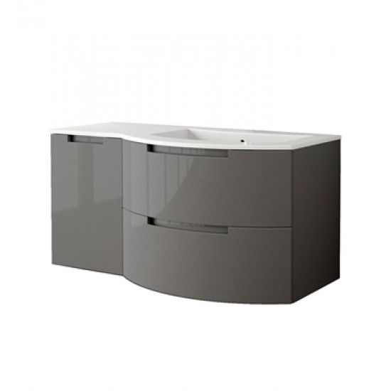 LaToscana OA43OPT3 Oasi 43 inch Modern Bathroom Vanity with 2 Slow Close Drawers Left Side Cabinet and Tekorlux Right Sink Top