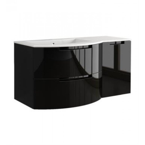 LaToscana OA53OPT2 Oasi 52 3/8" Wall Mount Single Bathroom Vanity with Two Soft Closing Drawers and Right Side Cabinet