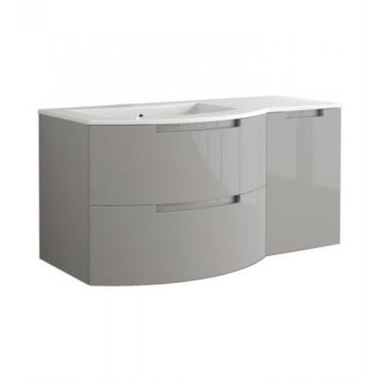 LaToscana OA53OPT2 Oasi 52 3/8" Wall Mount Single Bathroom Vanity with Two Soft Closing Drawers and Right Side Cabinet