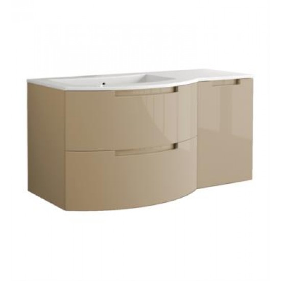 LaToscana OA53OPT2 Oasi 52 3/8" Wall Mount Single Bathroom Vanity with Two Soft Closing Drawers and Right Side Cabinet