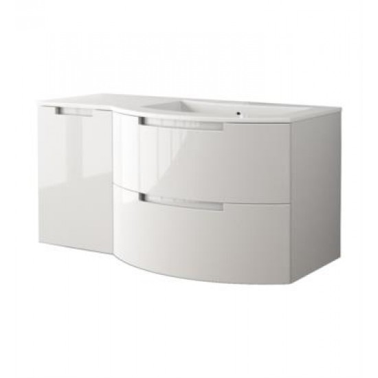 LaToscana OA53OPT3 Oasi 52 3/8" Wall Mount Single Bathroom Vanity with Two Soft Closing Drawers and Left Side Cabinet