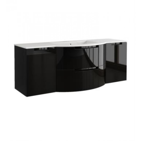 LaToscana OA57OPT4 Oasi 57 1/8" Wall Mount Single Bathroom Vanity with Two Soft Closing Drawers and Tekorlux Sink Top