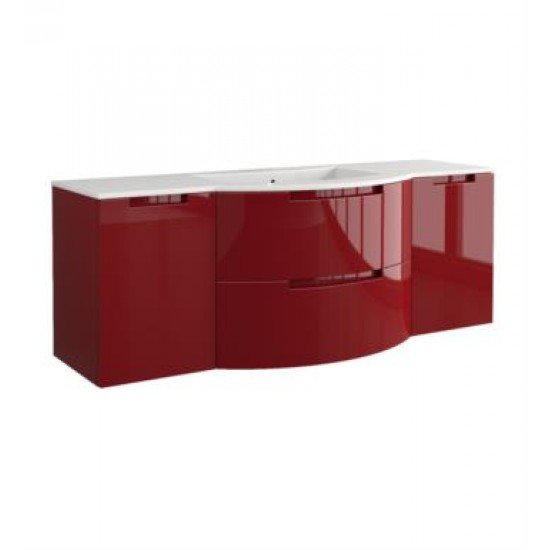 LaToscana OA57OPT4 Oasi 57 1/8" Wall Mount Single Bathroom Vanity with Two Soft Closing Drawers and Tekorlux Sink Top