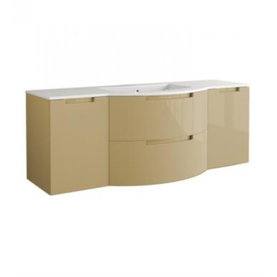 LaToscana OA57OPT4 Oasi 57 1/8" Wall Mount Single Bathroom Vanity with Two Soft Closing Drawers and Tekorlux Sink Top