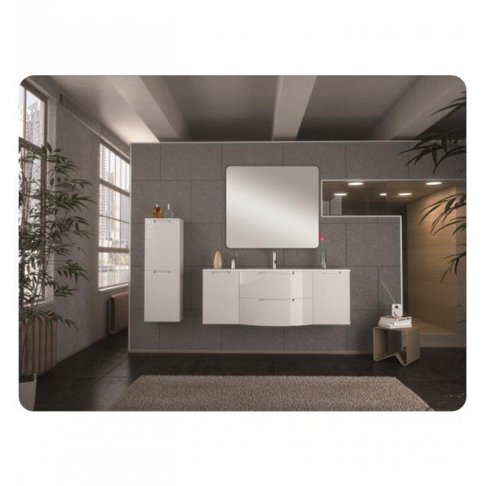 LaToscana OA57OPT4 Oasi 57 1/8" Wall Mount Single Bathroom Vanity with Two Soft Closing Drawers and Tekorlux Sink Top