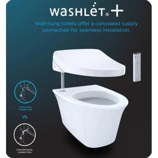 TOTO CWT4263084CMFG#MS AP 21 1/4" Wall-Hung Elongated Toilet with 1.28 GPF & 0.9 GPF Dual Flush and Washlet+ C5 in Matte Silver