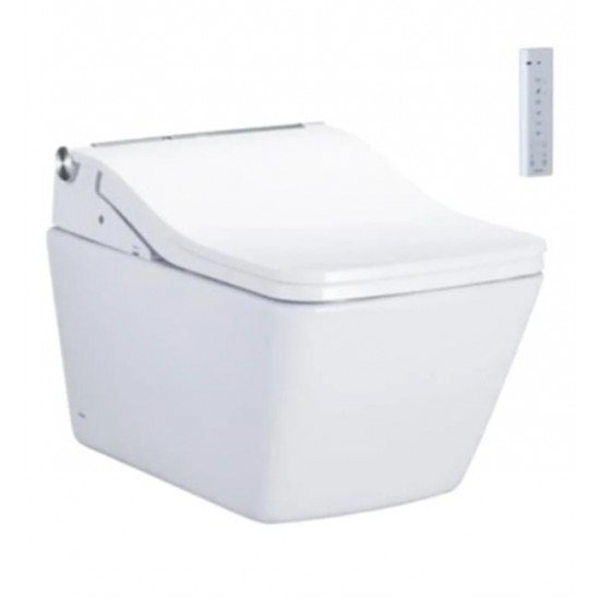 TOTO CWT4494549CMFGA#MS SP Washlet + SW Wall-Hung 1.28 GPF & 0.9 GPF Dual Flush Square Toilet in Matte Silver