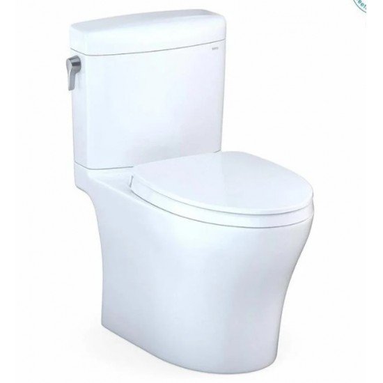 TOTO MS436124CEMFG#01 Aquia IV Cube 27 5/8" Two-Piece 1.28 GPF & 0.8 GPF Dual Flush Elongated Toilet and Washlet+ Connection in Cotton