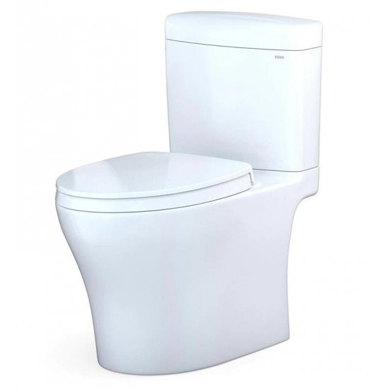 TOTO MS436124CEMFG#01 Aquia IV Cube 27 5/8" Two-Piece 1.28 GPF & 0.8 GPF Dual Flush Elongated Toilet and Washlet+ Connection in Cotton