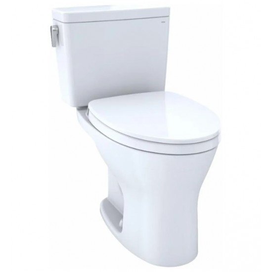 TOTO MS746124CEMFG.10#01 Drake 27 3/8" Two-Piece 1.28 GPF & 0.8 GPF Dual Flush Elongated Toilet with SoftClose Seat in Cotton - 10" Rough-In