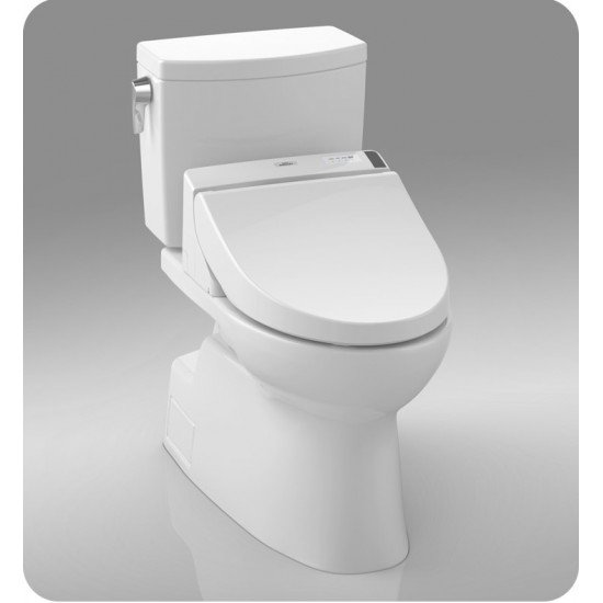 TOTO MW4742044CEFG#01 Vespin II Two-Piece Elongated Toilet with 1.28 GPF Single Flush and Washlet+ C200 Washlet