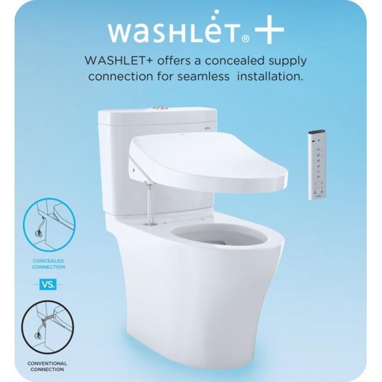 TOTO MW6143056CUFG#01 Carlyle II 28 1/4" One-Piece 1.0 GPF Single Flush Elongated Toilet and Washlet+ S550E in Cotton